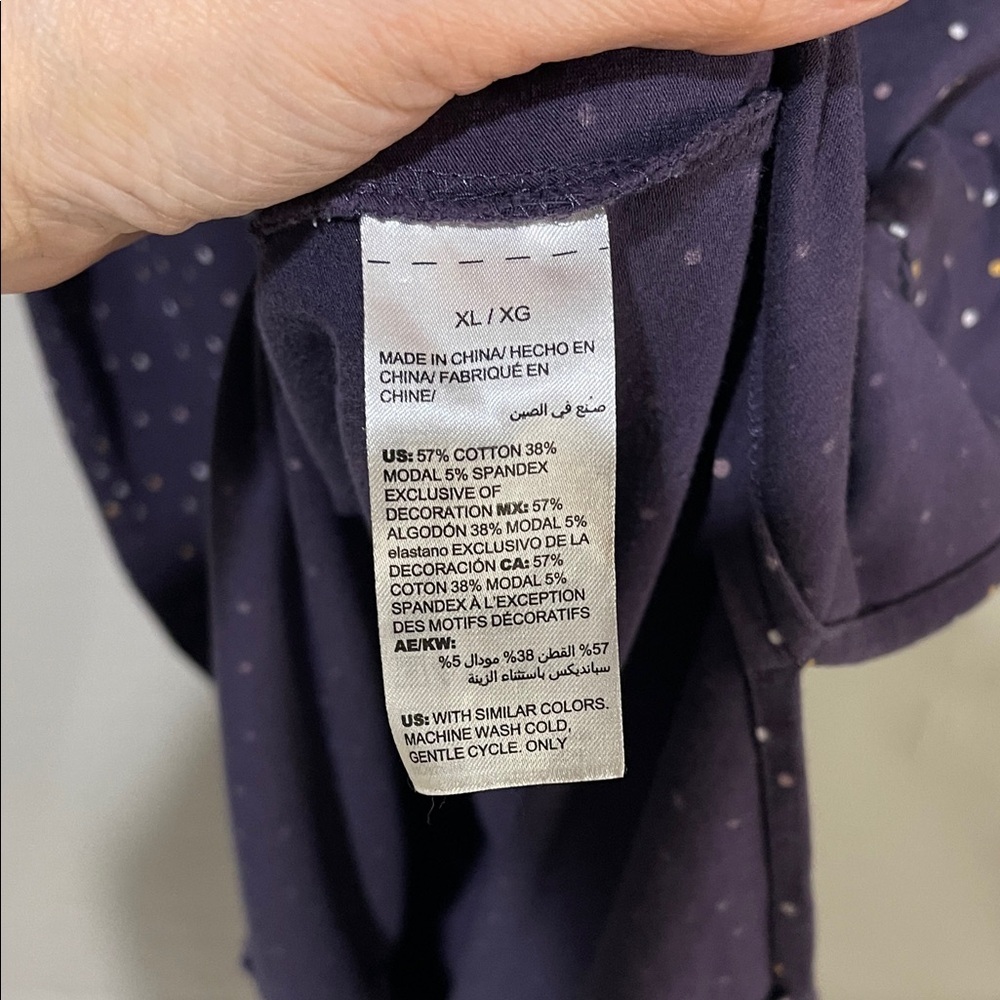 NWOT Soma Navy, Crew Neck, 3/4 Sleeve Nightgown with Polka Dots Size XL - Picture 9 of 12